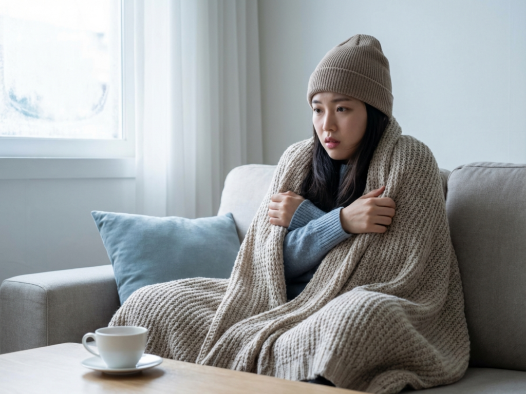 면역력이 약해져서 추위를 타는 20대 한국여성