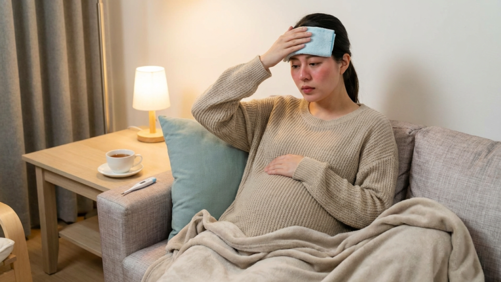 고열이 생긴 한국 임산부