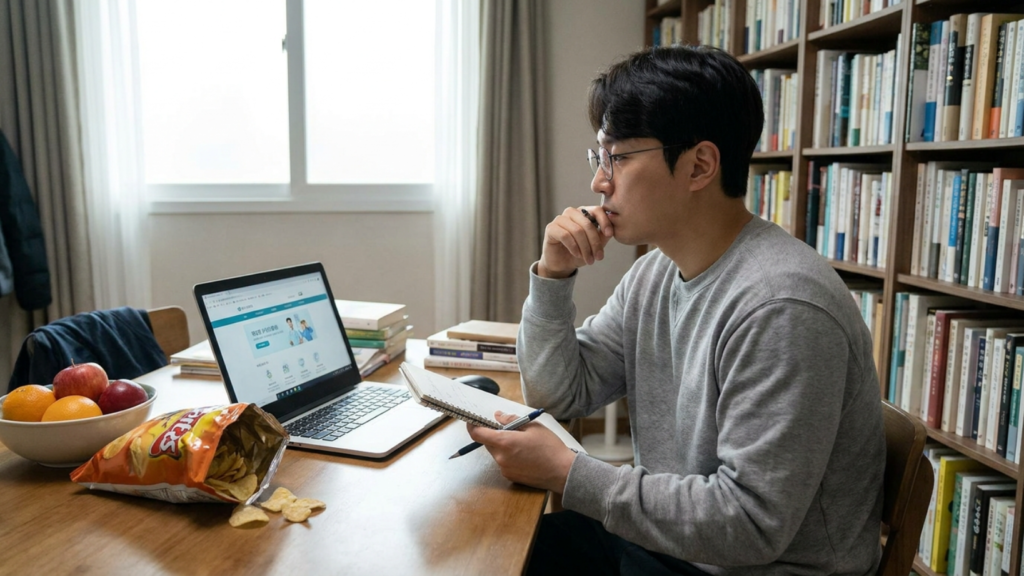 다이어트 계획을 짜는 30살 한국 남성
