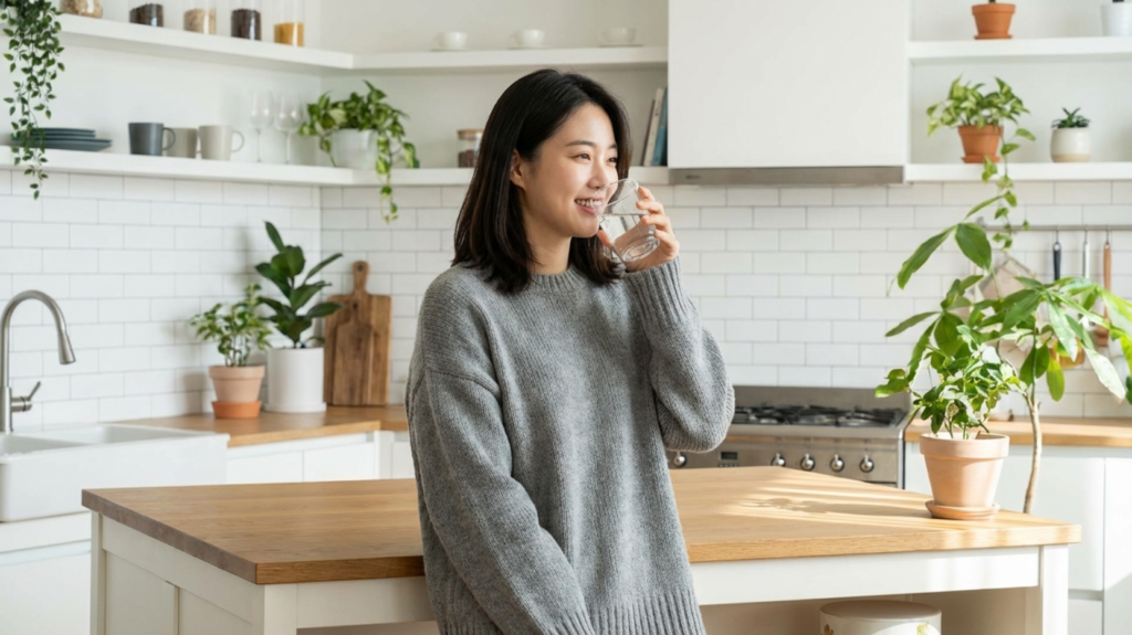 물을 마시는 20살 한국여성