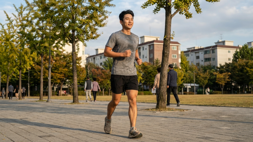 요요현상을 막기 위해 꾸준히 운동하는 30살 한국 남성