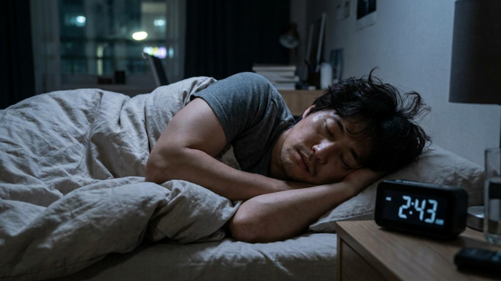 깊은 잠을 자고 있는 30대 한국남성
