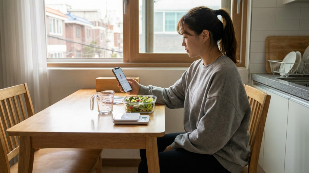 다이어트를 계획하는 20살 한국여성
