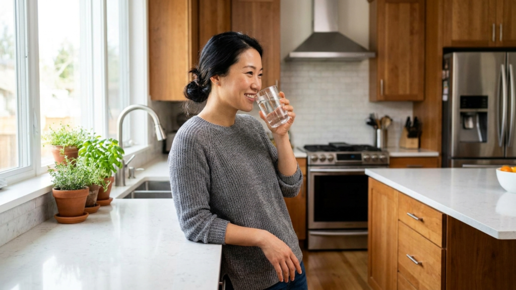 물을 마시는 30대 한국여성